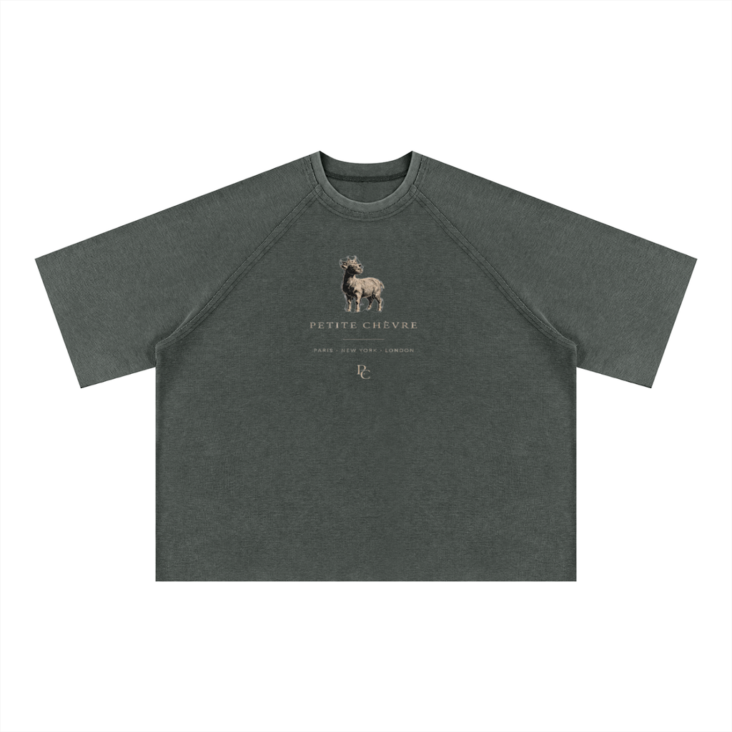 Unisex Mineral Wash Boxy Waffle T-Shirt