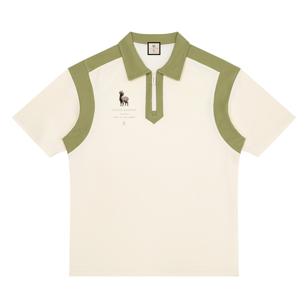 Unisex Color Block Quarter Zip Polo Shirt
