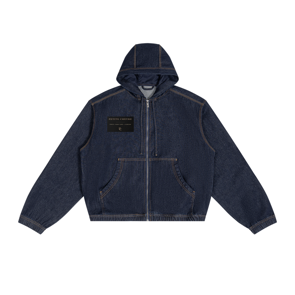Men's Boxy Vintage Wash Hooded Denim Jacket