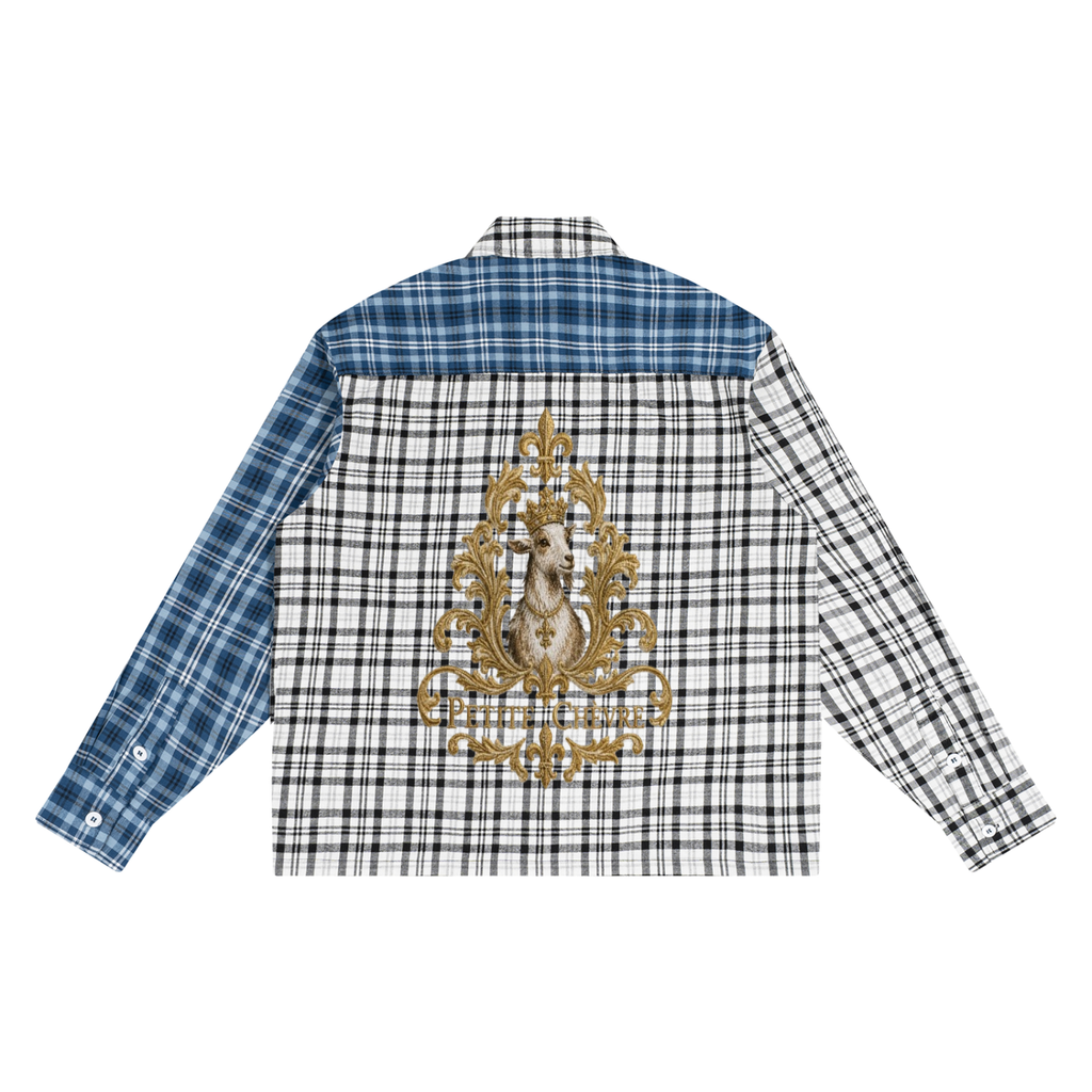 Unisex Oversized Plaid Color Block Shirt