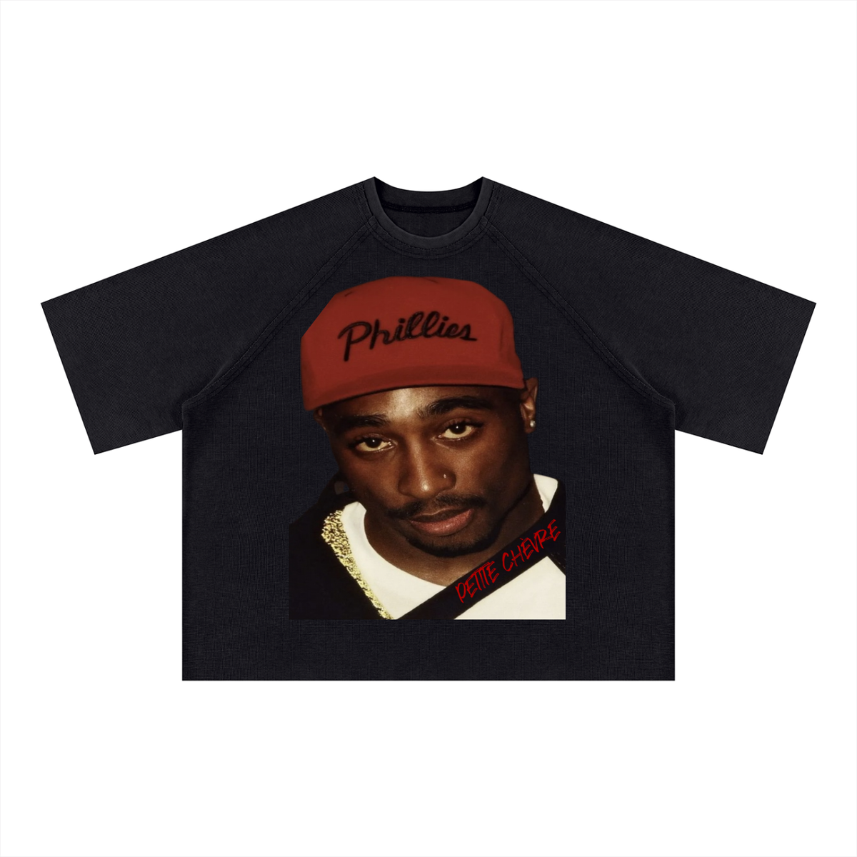 Long live the Goat - Tupac Mineral Wash Boxy Waffle T-Shirt
