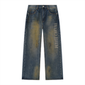 Men's Vintage Wash Wide Leg Denim Jeans