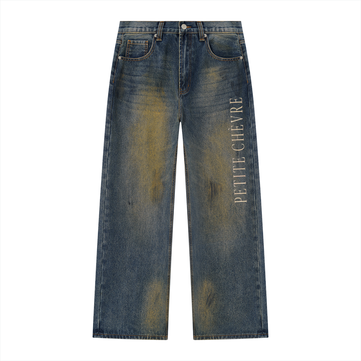 Men's Vintage Wash Wide Leg Denim Jeans