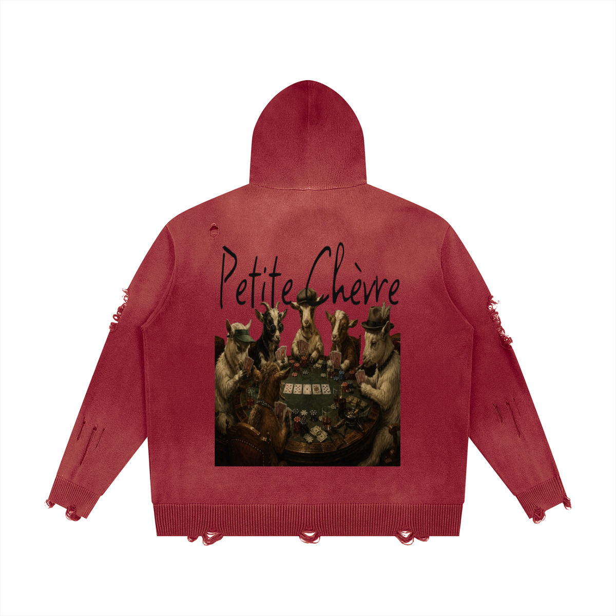 Unisex Distressed Full Zip Sweater