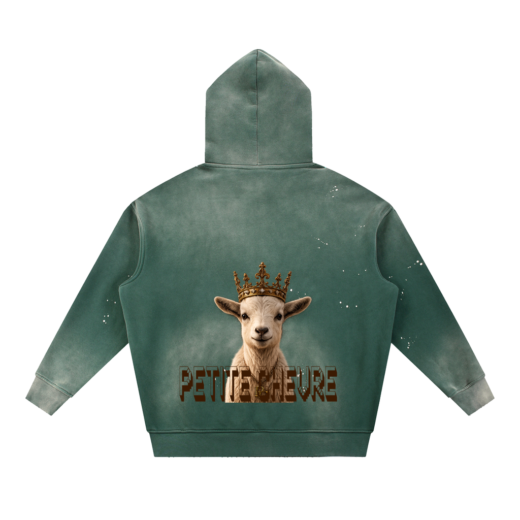 Vintage Washed Frayed Fleece Hoodie