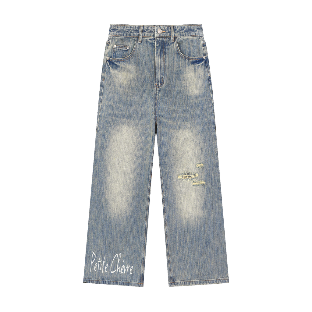 Vintage Wash Distressed Denim Jeans